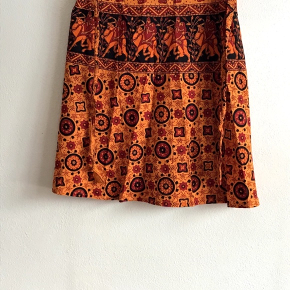 New Orange red red black India new 100% cotton wrap skirt - Picture 6 of 6
